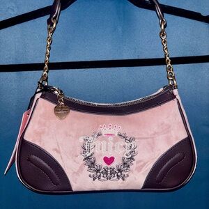 Juicy Couture Heritage VELOUR Shoulder Bag in Dusty Blush